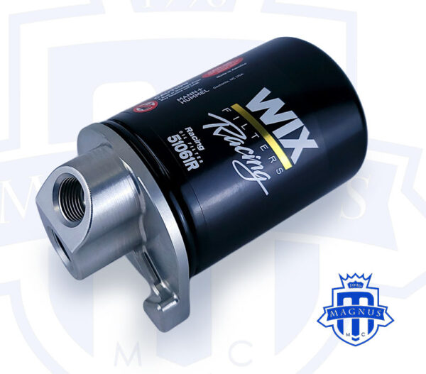 MMCENG2350 Magnus Motorsports Billet Anodized Spin On Oil Filter Housing Relocator for Dry Sump Kit oiling system Universal Compatibility Wix Racing Filters