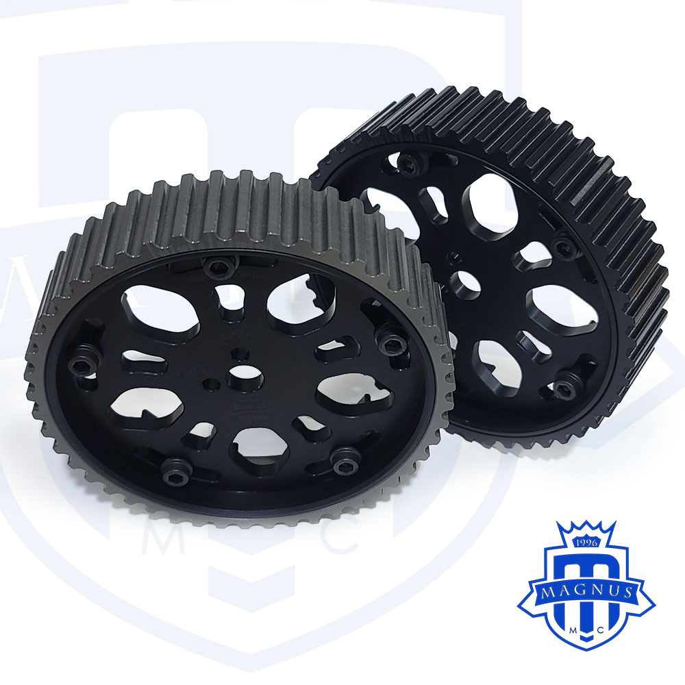 Both Gears_Magnus_Motorsports_All Black_Adjustable_Cam_Gear_4G63_EVO_DSM