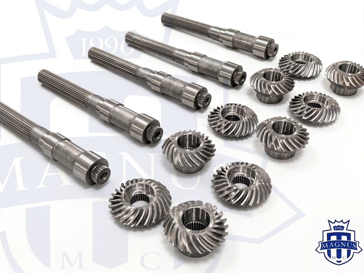 Magnus DSM Evo 1-3 Forged Transfer Case Output Shaft with (replaceable) Spiral Bevel Gears - Image 3
