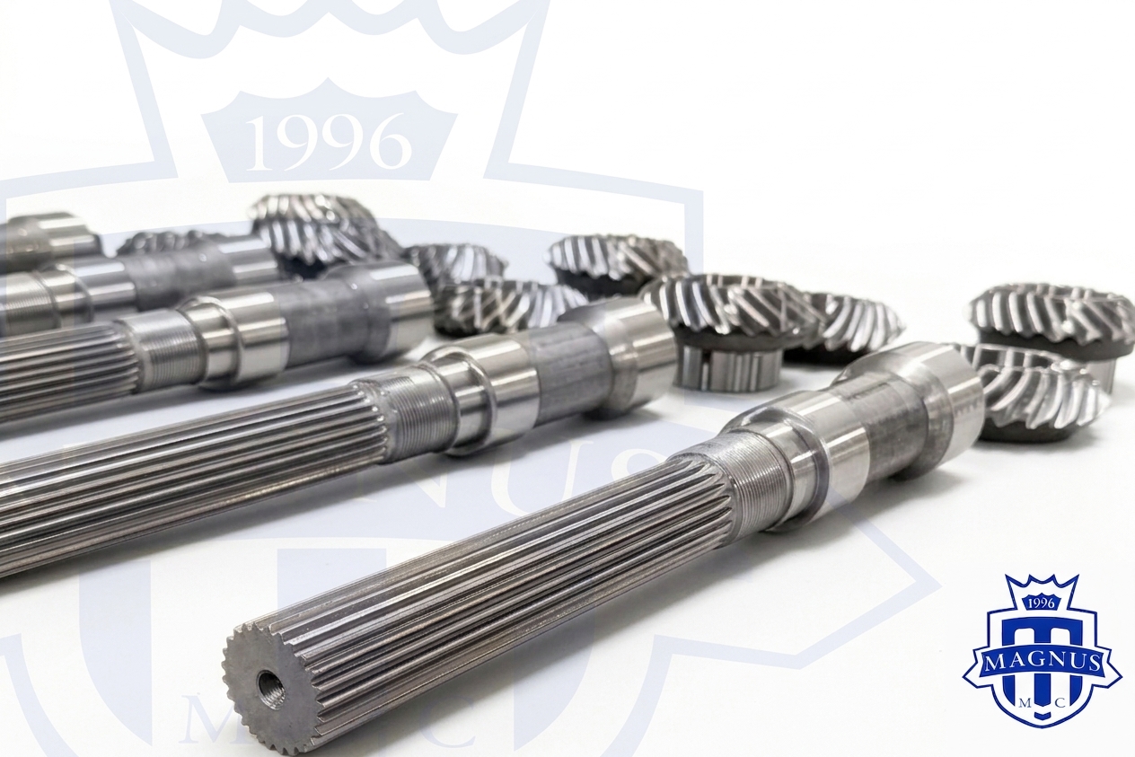 Magnus DSM Evo 1-3 Forged Transfer Case Output Shaft with (replaceable) Spiral Bevel Gears - Image 2